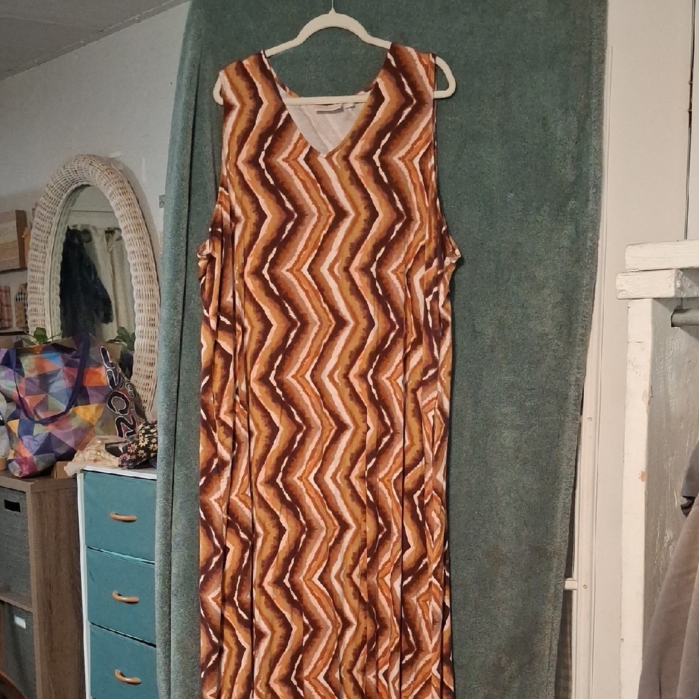Belle by Kim Gravel Brown Zigzag Maxi Dress